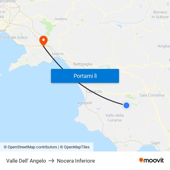 Valle Dell' Angelo to Nocera Inferiore map