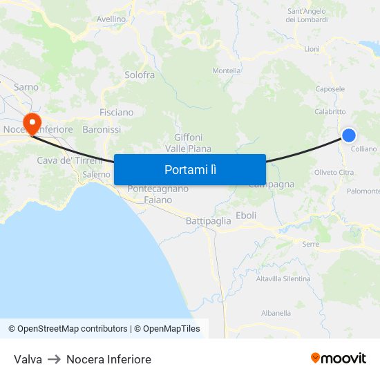 Valva to Nocera Inferiore map