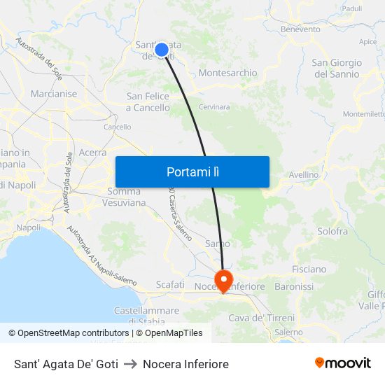 Sant' Agata De' Goti to Nocera Inferiore map