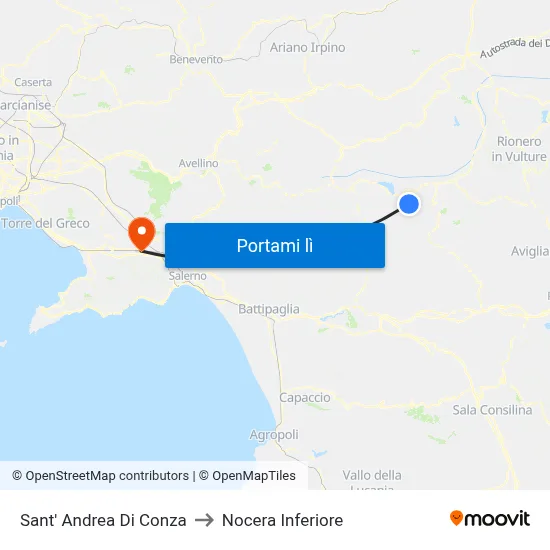 Sant' Andrea Di Conza to Nocera Inferiore map
