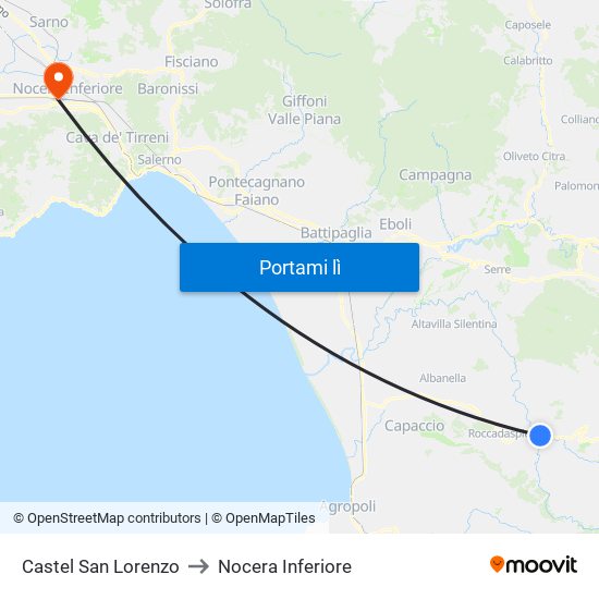 Castel San Lorenzo to Nocera Inferiore map