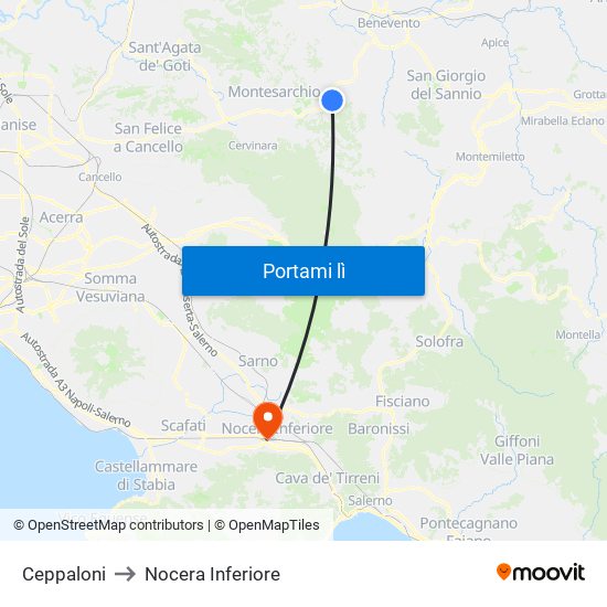 Ceppaloni to Nocera Inferiore map