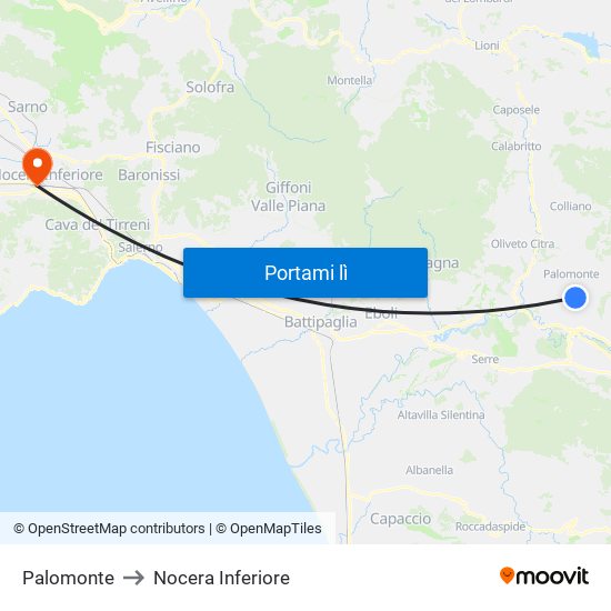 Palomonte to Nocera Inferiore map