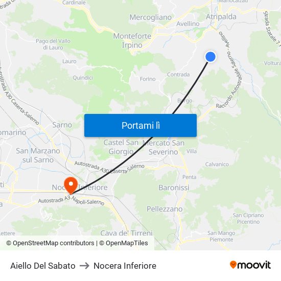Aiello Del Sabato to Nocera Inferiore map