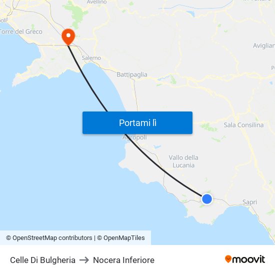 Celle Di Bulgheria to Nocera Inferiore map