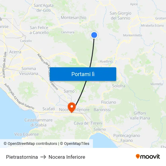 Pietrastornina to Nocera Inferiore map