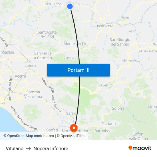 Vitulano to Nocera Inferiore map