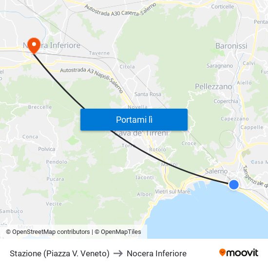 Stazione (Piazza V. Veneto) to Nocera Inferiore map