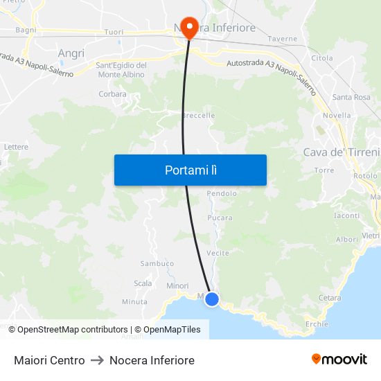 Maiori Centro to Nocera Inferiore map