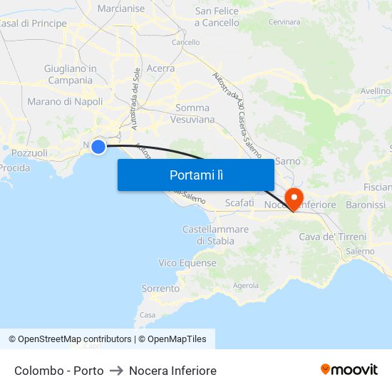 Colombo - Porto to Nocera Inferiore map