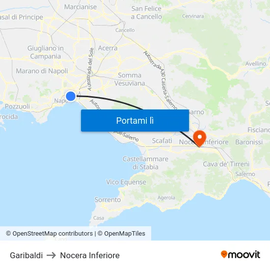 Garibaldi to Nocera Inferiore map