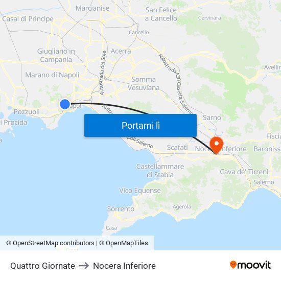 Quattro Giornate to Nocera Inferiore map