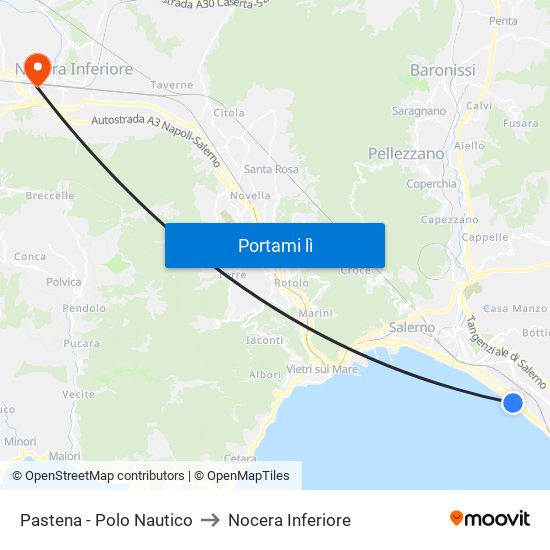 Pastena  - Polo Nautico to Nocera Inferiore map