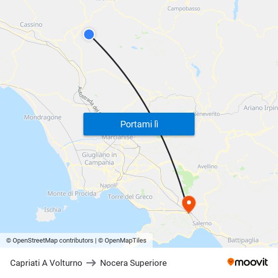 Capriati A Volturno to Nocera Superiore map