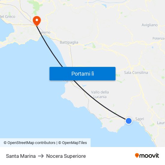 Santa Marina to Nocera Superiore map