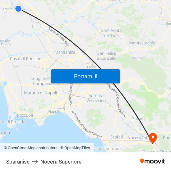 Sparanise to Nocera Superiore map