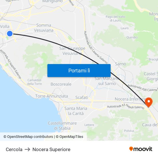 Cercola to Nocera Superiore map