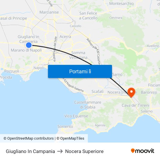 Giugliano In Campania to Nocera Superiore map