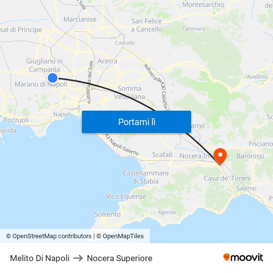 Melito Di Napoli to Nocera Superiore map