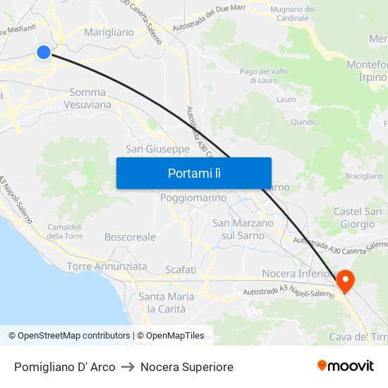 Pomigliano D' Arco to Nocera Superiore map