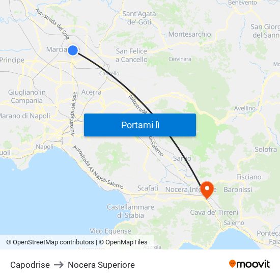 Capodrise to Nocera Superiore map