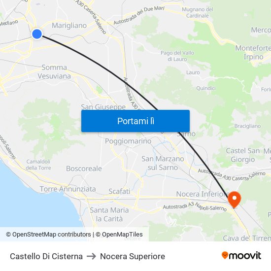Castello Di Cisterna to Nocera Superiore map