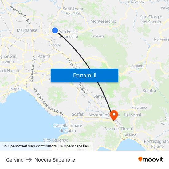 Cervino to Nocera Superiore map