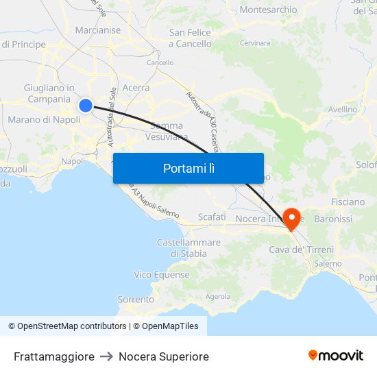 Frattamaggiore to Nocera Superiore map