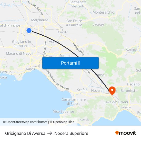 Gricignano Di Aversa to Nocera Superiore map