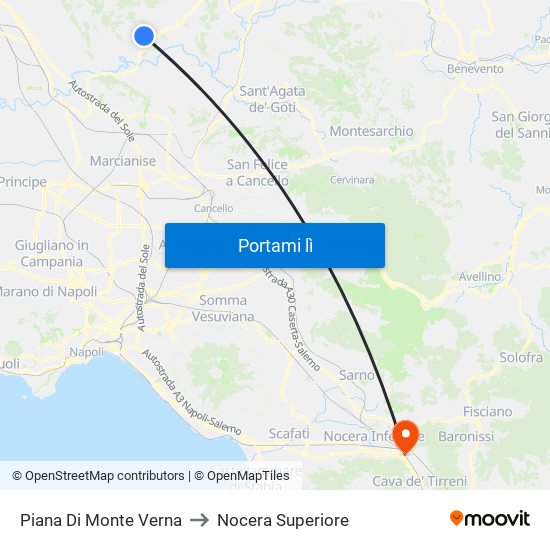 Piana Di Monte Verna to Nocera Superiore map