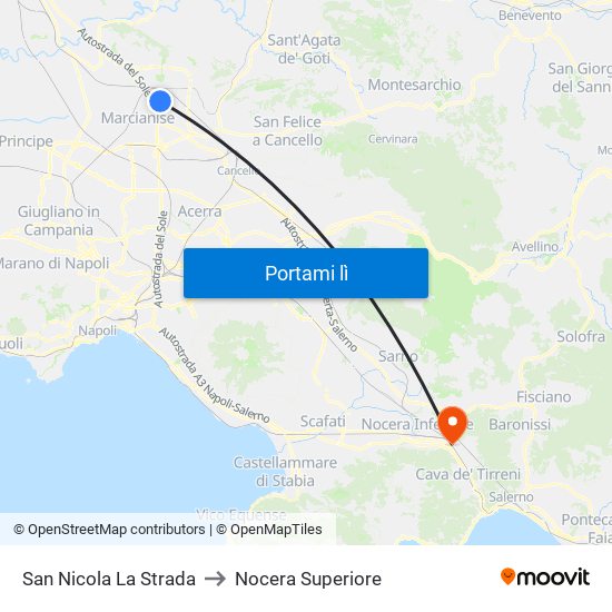 San Nicola La Strada to Nocera Superiore map