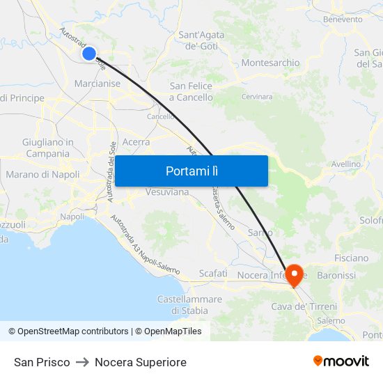 San Prisco to Nocera Superiore map