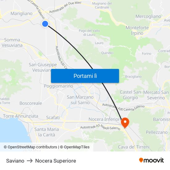 Saviano to Nocera Superiore map
