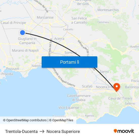 Trentola-Ducenta to Nocera Superiore map