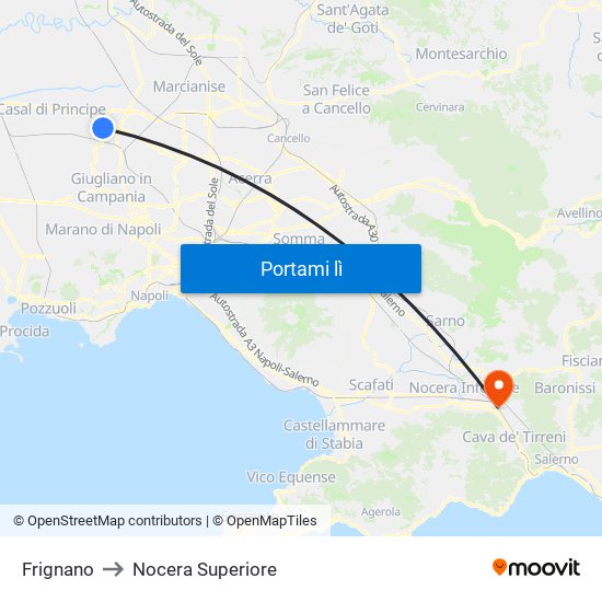 Frignano to Nocera Superiore map