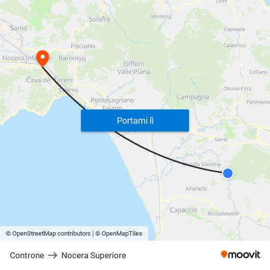 Controne to Nocera Superiore map