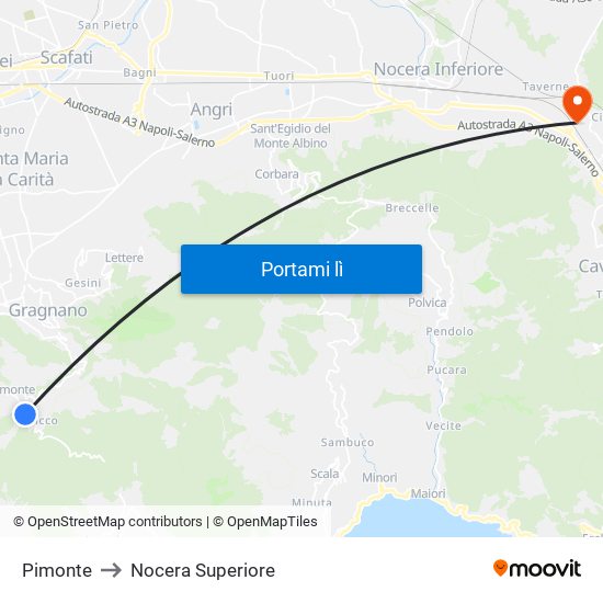 Pimonte to Nocera Superiore map