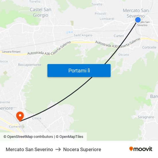 Mercato San Severino to Nocera Superiore map