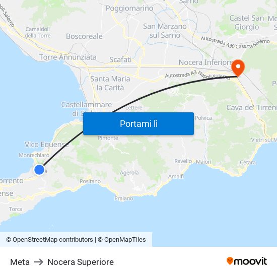 Meta to Nocera Superiore map