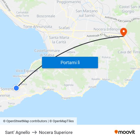 Sant' Agnello to Nocera Superiore map