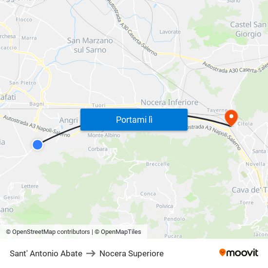 Sant' Antonio Abate to Nocera Superiore map