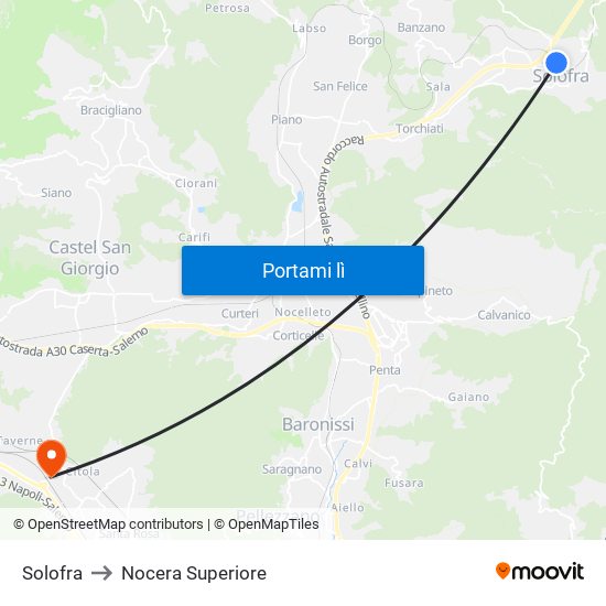 Solofra to Nocera Superiore map