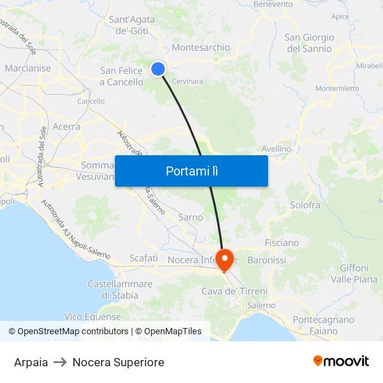 Arpaia to Nocera Superiore map
