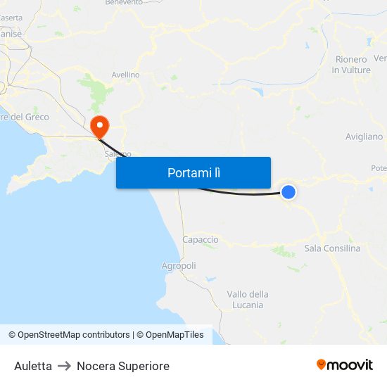 Auletta to Nocera Superiore map