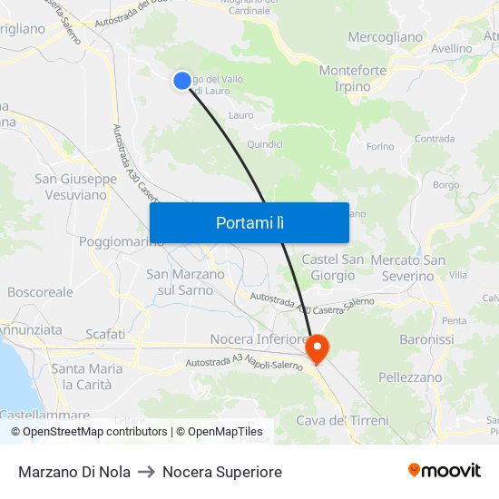 Marzano Di Nola to Nocera Superiore map