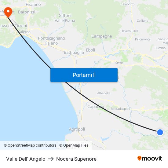Valle Dell' Angelo to Nocera Superiore map