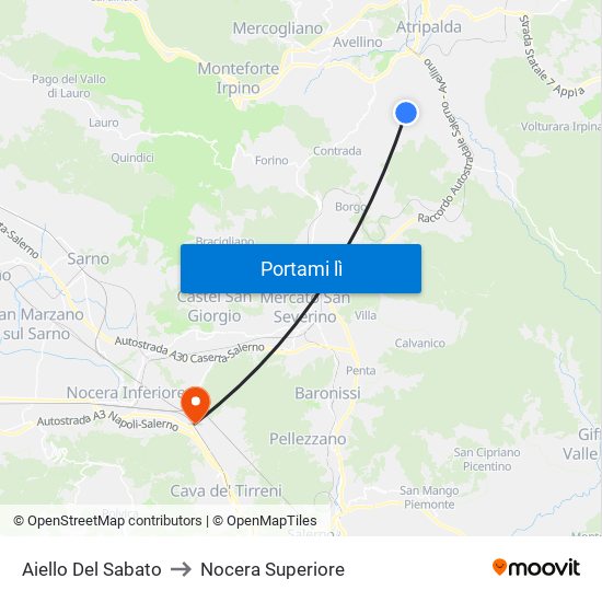 Aiello Del Sabato to Nocera Superiore map