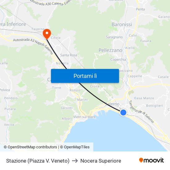 Stazione (Piazza V. Veneto) to Nocera Superiore map