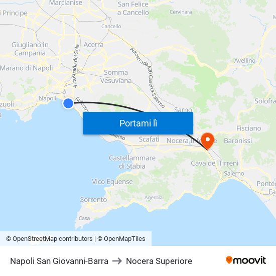 Napoli San Giovanni-Barra to Nocera Superiore map