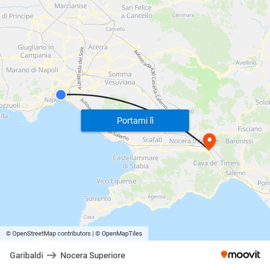 Garibaldi to Nocera Superiore map